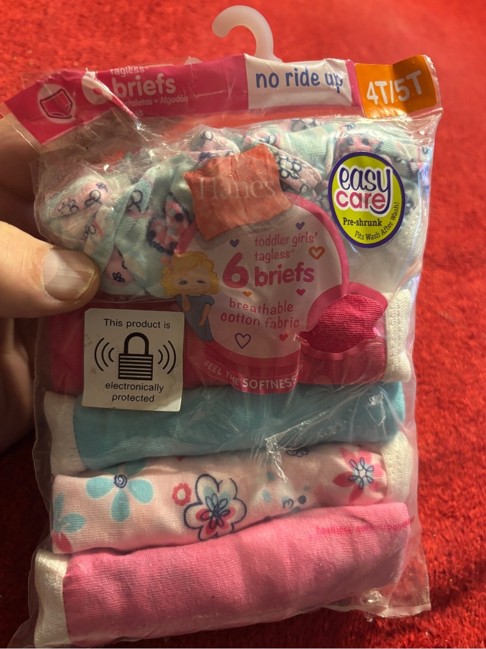 Hanes Toddler Girls 6-Pack Briefs - Pink & Light Blue Floral size 4T/5T New